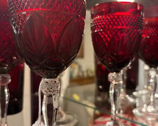 Antique Ruby Red Pattern by Cristal D'Arques Water Goblets