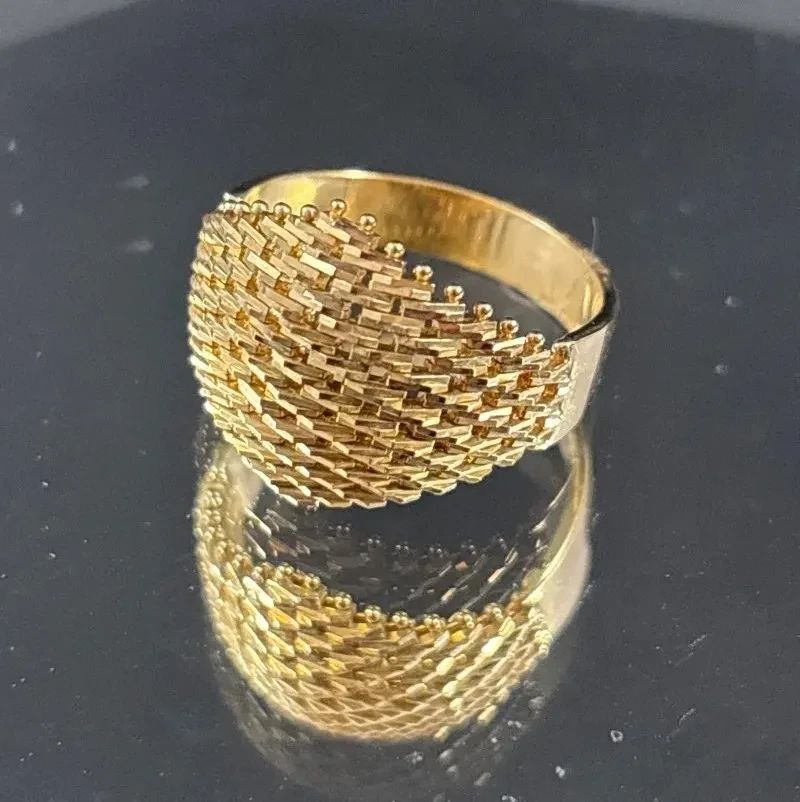  01 14K Gold Basketweave Dome Ring