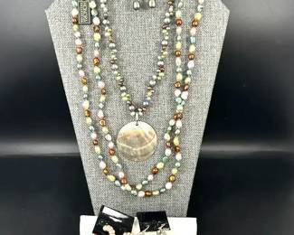 2 Honora Collection Cultured Freshwater Pearl Necklaces and 3 Pairs of Earrings