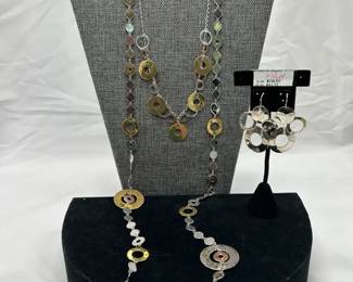 RLM Robert Lee Morris 2 Sterling SilverBrassCopper Necklaces and 1 Pair of Sterling Earrings