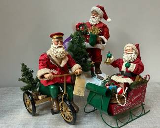 3 Santa Claus Figurines Including Clothtique Possible Dreams  KSA Fabriche Collectibles
