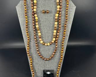 Lot of 3 Honora Cultured Freshwater Pearl Necklaces and 3 Pair of Earrings