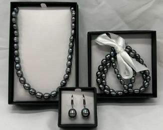 Honora Cultured Pearl Necklace, Earrings and 3 Bracelets Boxed Gift Set