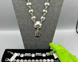 RLM Robert Lee Morris Sterling Silver Necklace and 3 Sterling Silver Bracelets
