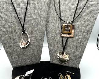 RLM Robert Lee Morris 3 Sterling Necklaces and 3 Sterling pairs of Earrings