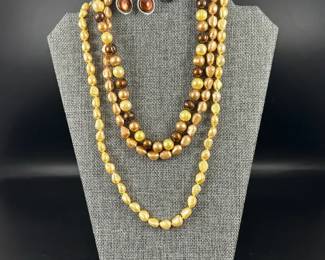 Lot of 3 Honora Cultured Freshwater Pearl Necklaces and 2 sets of Pearl earrings