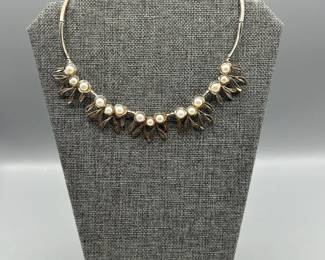 Hagit Gorali Sterling and Cultured Freshwater Pearl Fringe Necklace