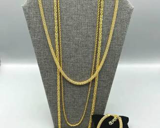 Lot of 3 Gold plated Necklaces and 1 Gold plated bracelet