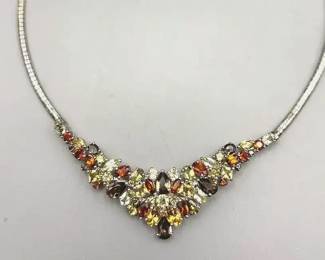 MILOR Sterling Multigemstone Cluster Collar Necklace