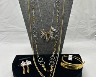 RLM Robert Lee Morris 3 Sterling SilverGold Plated Necklaces, Brass Bracelet and Earrings