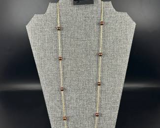 Honora Collection Chocolate Cultured Freshwater Pearl Criss Cross Necklace and Love Knot Earrings