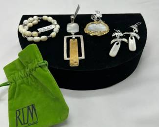 RLM Robert Lee Morris 2 Sterling SilverMother of Pearl Enhancers, 1 pair of Earrings  1 Bracelet