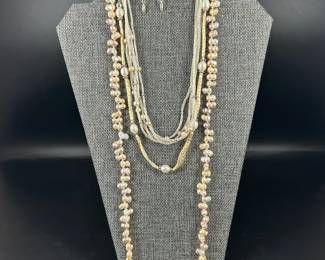 Lot of 3 Honora Collection Cultured Freshwater Pearl Necklaces and 2 sets of Peal Earrings