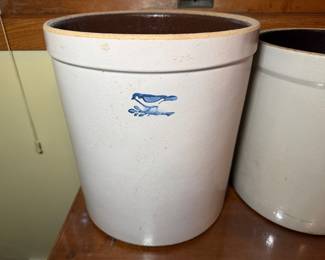 Burley Clay Stoneware Pickling Crock Cobalt Bluebird