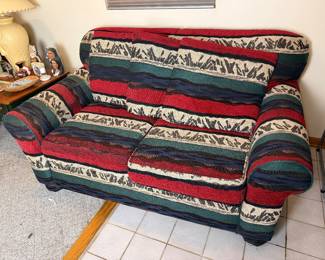 Southwestern-style patterned couch loveseat 