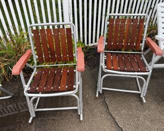 Vintage mid-century modern aluminum rocking lawn chair