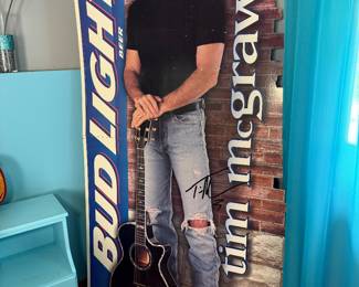 Signed  vintage life-size promotional cardboard standee  Tim McGraw Bud Light