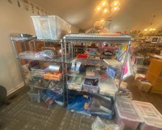LE071 Two wire shelving units with mixed classroom materials Lower Elementary overview
