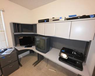 VHS/DVD Players, HP Printer, Sony TV, HP 24" Monitor, Computer workstation