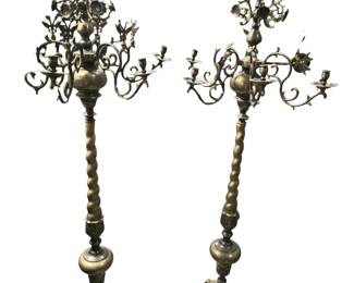 6 foot tall brass Candelabra's