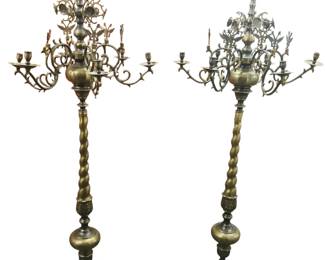 6 foot tall brass Candelabra's