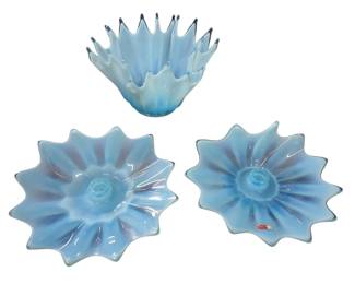 Fostoria candle holders and dish