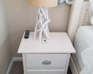 Queen bedroom suite: nightstand; table lamp