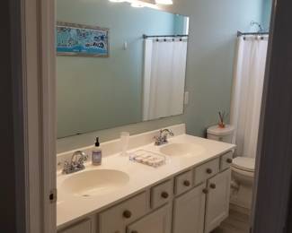 Double bath vanity; mirror; vanity lights