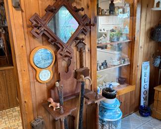 Back Porch: hall tree/umbrella stand, pulleys 