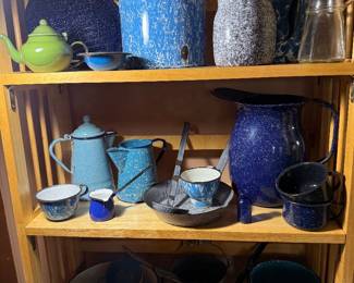 Living Room: enamelware, syrup pitcher 