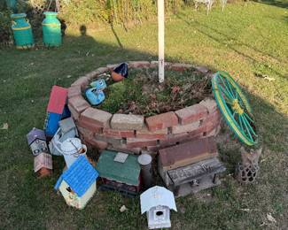 Outside: bird houses 