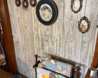 Bedroom 2: vintage quilts, quilt rack