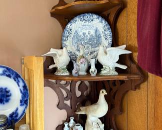 Living Room: corner shelf
