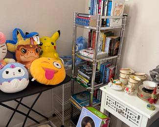 Books, plush toys, American Girl doll, teacup set