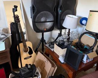 Speaker system, acoustic guitar, electronics, lamps