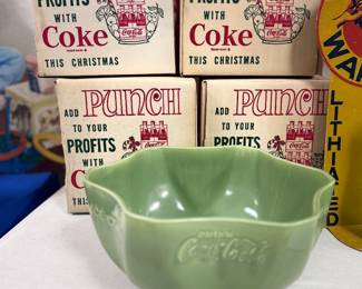 antique ﻿1930’s Coca Cola Vernonware green ice bowl