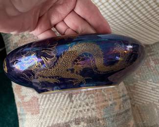 Crown Devon "Blue Royale" dragon lustre bowl