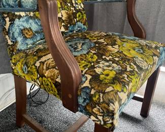 Mid-century floral chair (has matching project chair due to wood painted white)