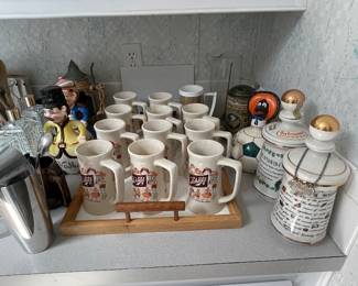 50’s Schlitz mugs and crazy decanters