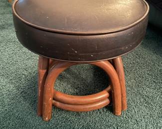 MCM faux leather footstool, heavy