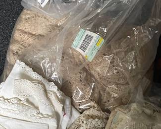 Vintage linens including hand crocheted bedspreads