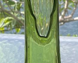 L.E. Smith green hobnail three-toed swung glass vase