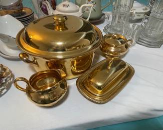 Vintage gold serving pieces