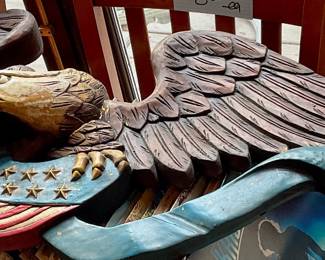 Bald eagle with flag wall hanging composite material