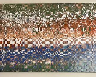 Large oil on canvas, sliced and woven
