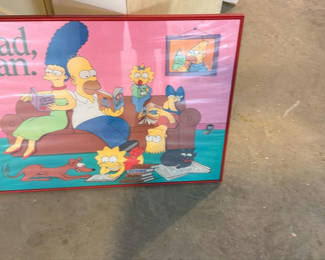 Lot 10: Framed Simpsons reading poster