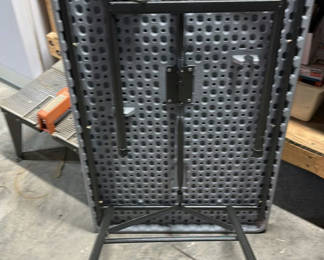 Lot 37: Gray rectangular folding table with metal frame
