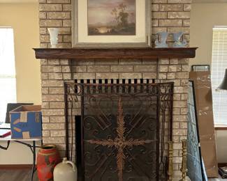 Fireplace screen, art, pottery