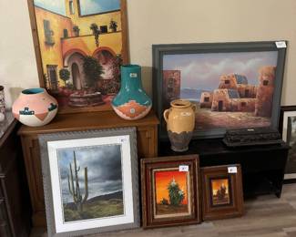 Southwest art and vases