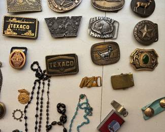 vintage belt buckles, rosaries